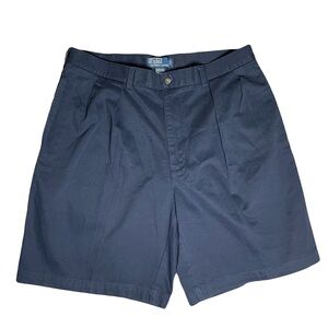 Polo By Ralph Lauren The Tyler Short Men's Navy 100% Cotton Pleated Size 36